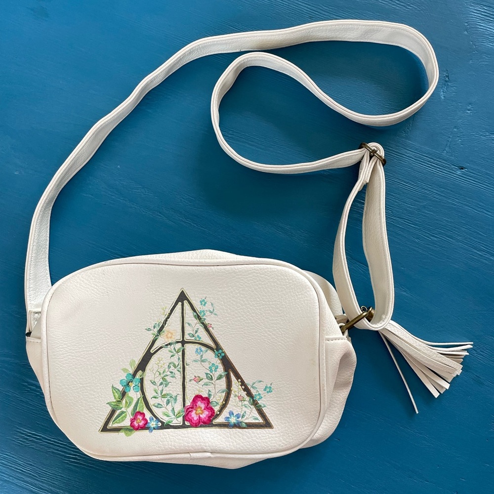 Loungefly White Floral Triangle Crossbody Bag